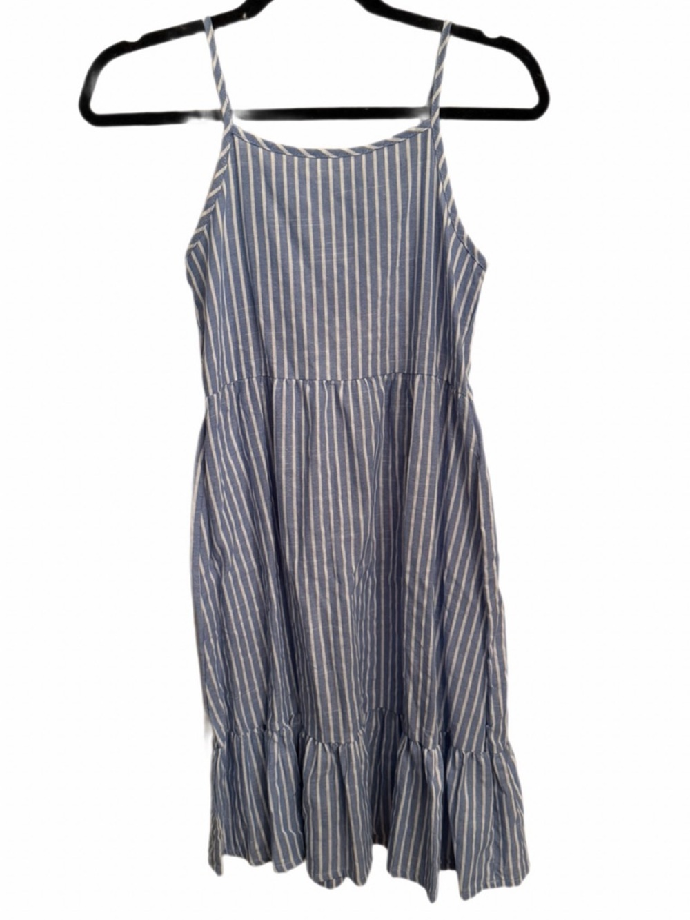 Little Girls Arshiner 100% Cotton Adjustable Strap Blue and White striped dress
